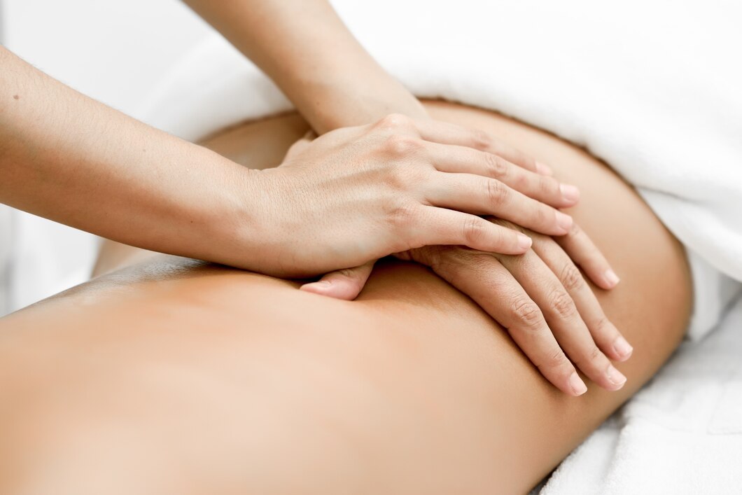 young woman receiving back massage spa center 1139 1142